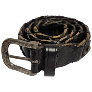 BELT 36/ 38 DARK BROWN LEATHER BRADED BELT
